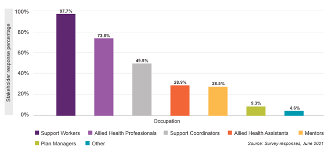 Chart showing NDIS occupations